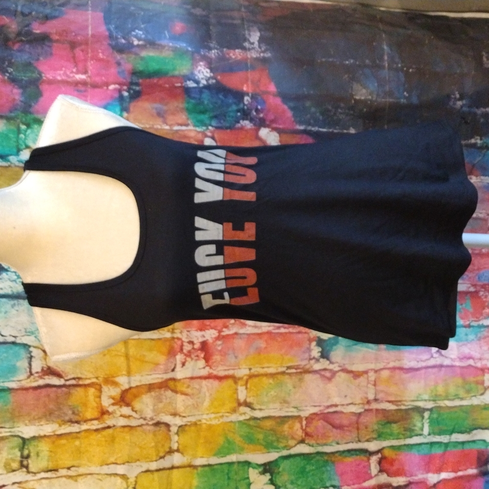 Ideal Next Level Black Razorback " Euck You" Tank Top BNWT